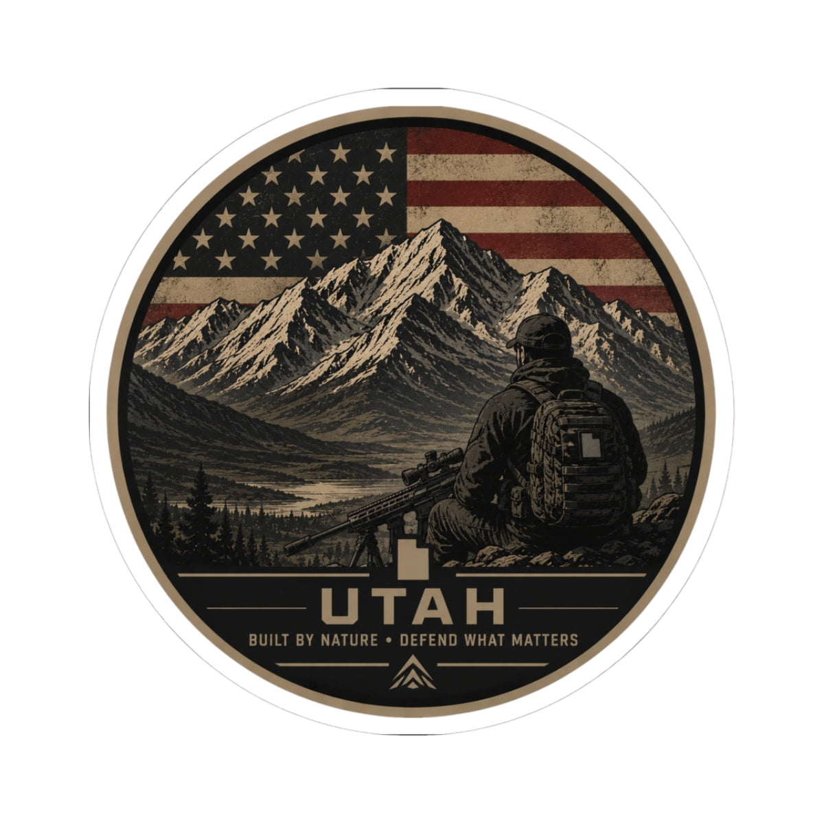 Utah Mountain Scout Sticker | American Flag, Mountains, Outdoors