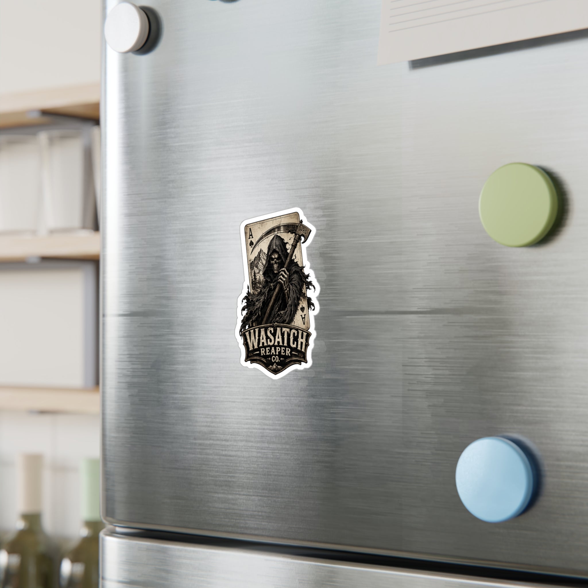 Wasatch Reaper Vinyl Sticker — Grim Reaper Kiss-Cut Decal
