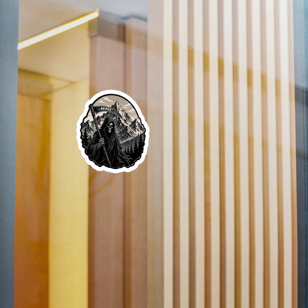 Grim Reaper Mountain Vinyl Decal — Kiss-Cut Weatherproof Sticker