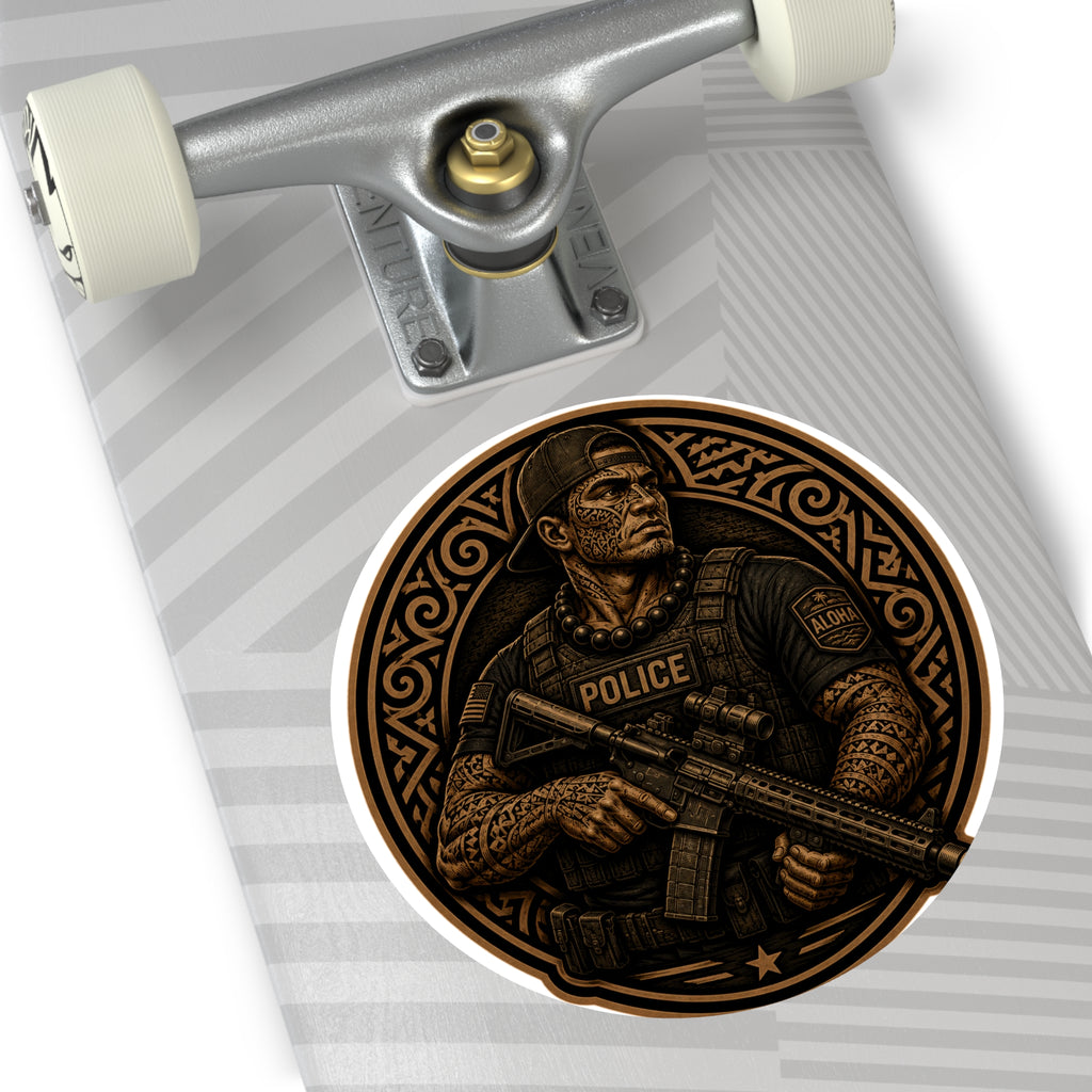 Tactical Police Officer Sticker | Round Vinyl Sticker, SWAT Soldier Design