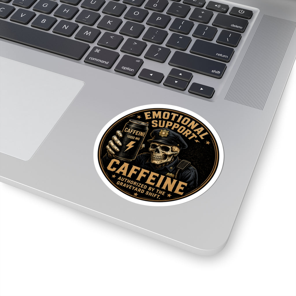 Emotional Support Caffeine Skull Sticker | Kiss-Cut Sticker