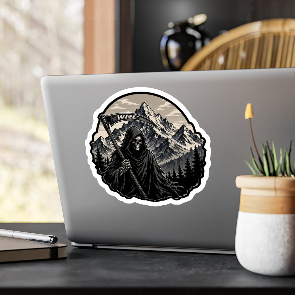 Grim Reaper Mountain Vinyl Decal — Kiss-Cut Weatherproof Sticker