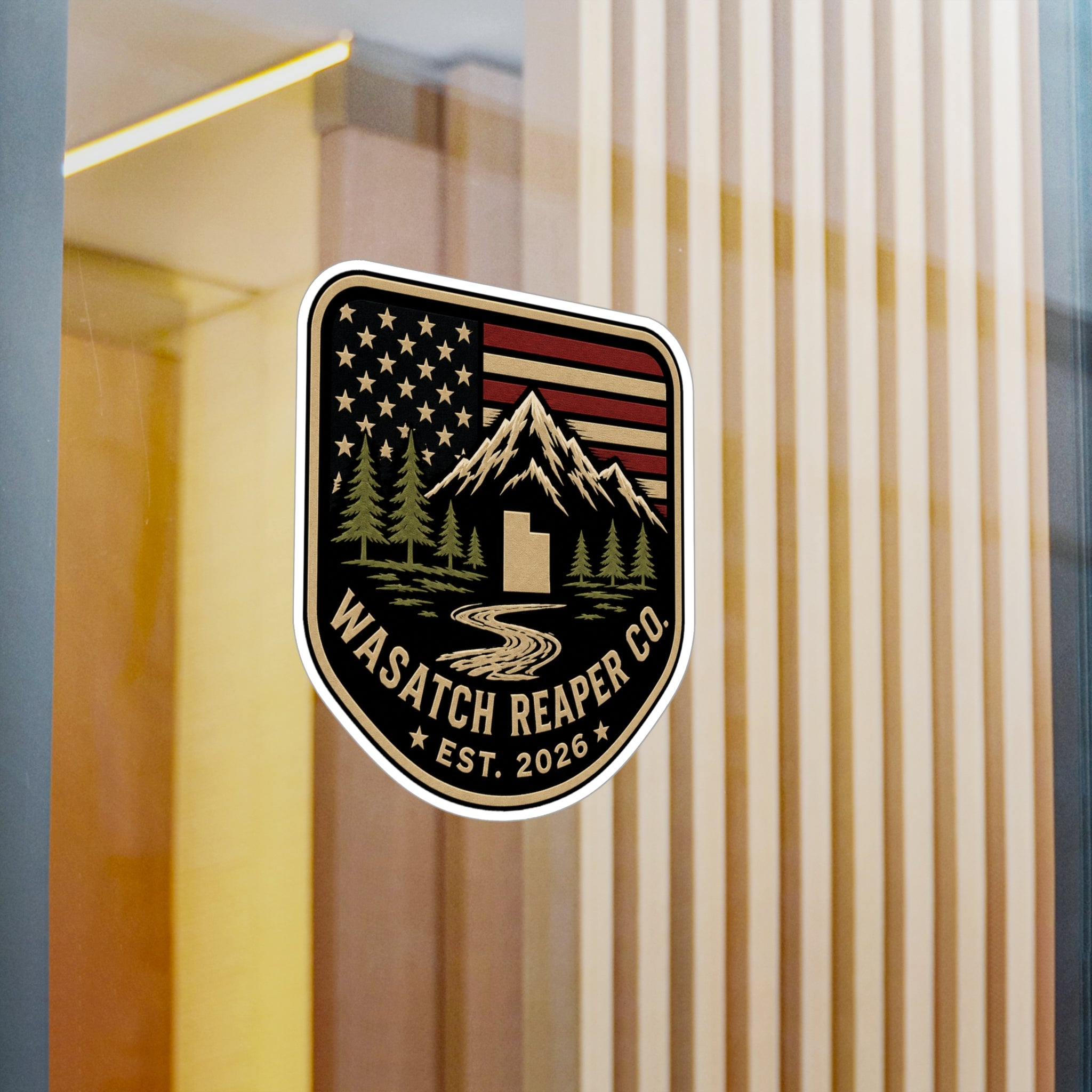Wasatch Reaper Co. Mountain Flag Vinyl Sticker — Kiss-Cut Decal (Est. 2026)