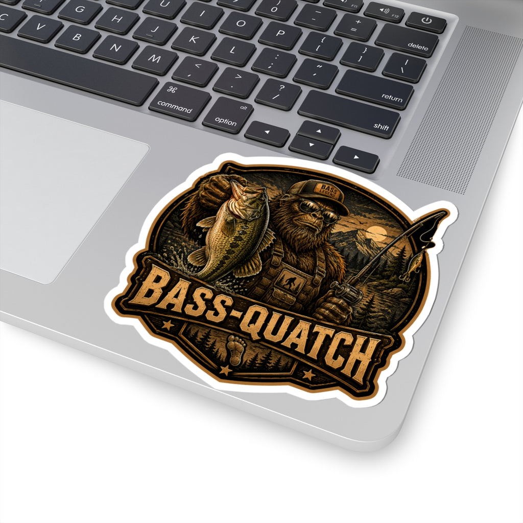 Bass-Quatch Fishing Sticker | Bigfoot Bass Angler Kiss-Cut Sticker