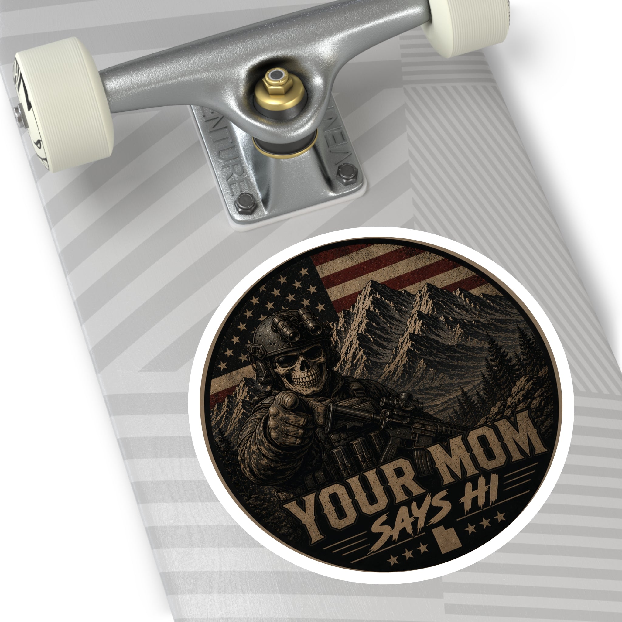 Your Mom Says Hi Police Badge Round Stickers | Indoor Outdoor