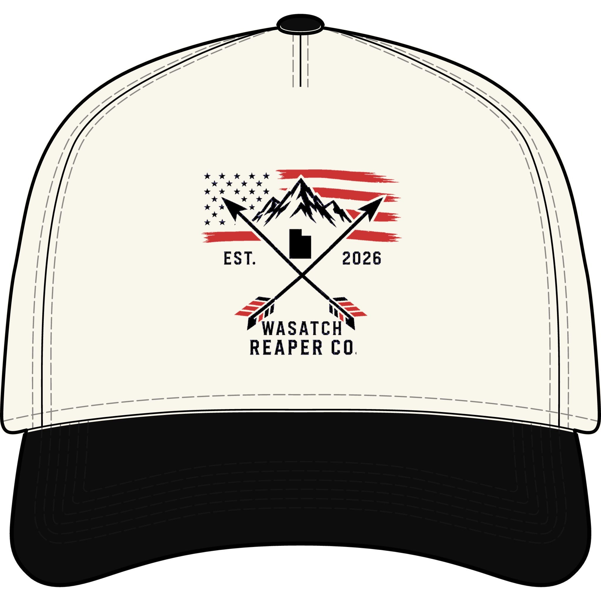 Wasatch Reaper Co. Two-Tone Cap — Mountain American Flag Patch (Est. 2026)