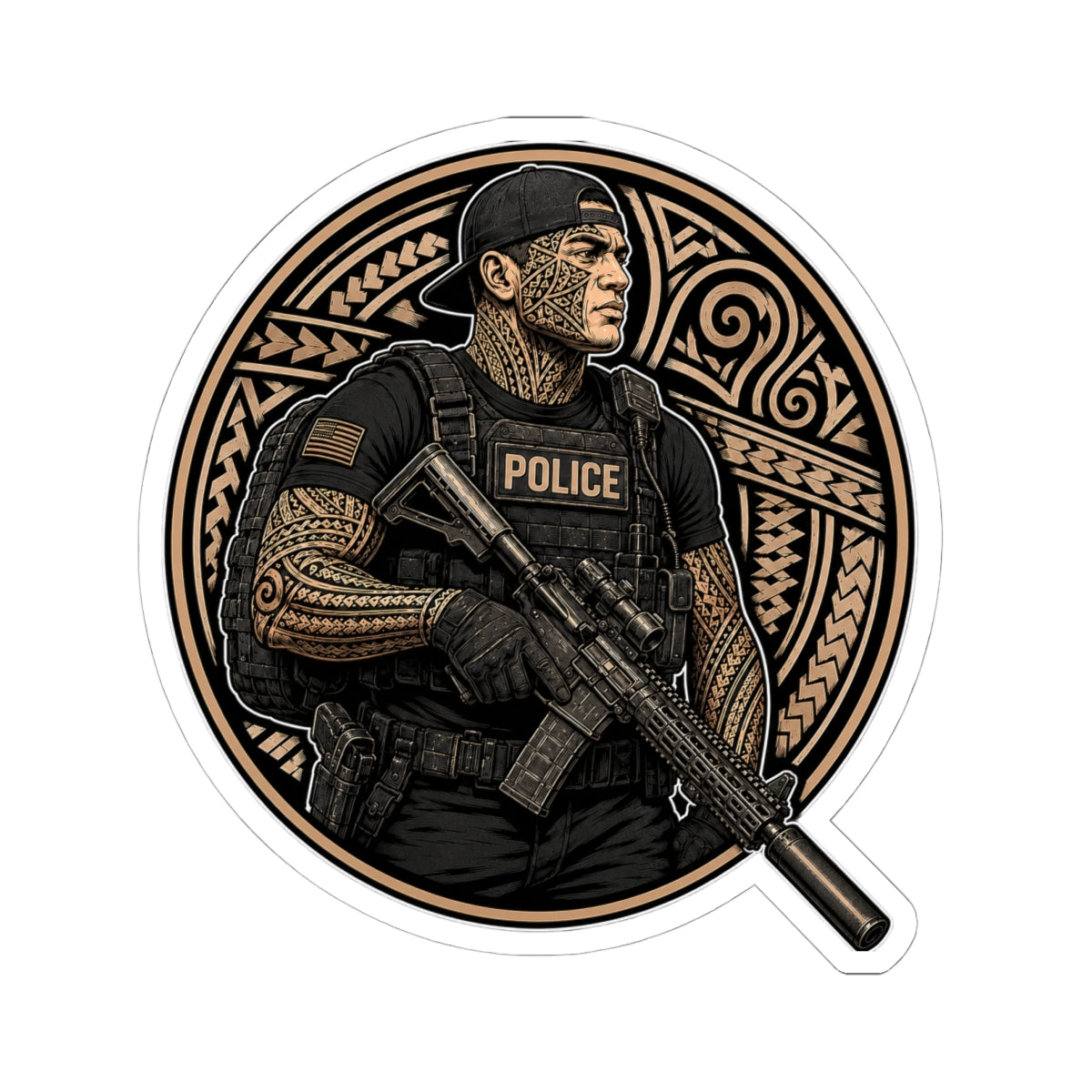 Police Officer Sticker | Hawaiian Tribal
