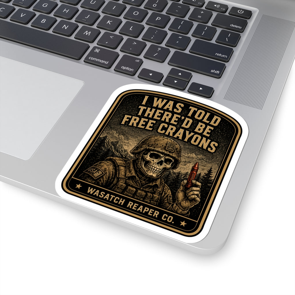 I Was Told There'd Be Free Crayons skull soldier sticker | vinyl decal