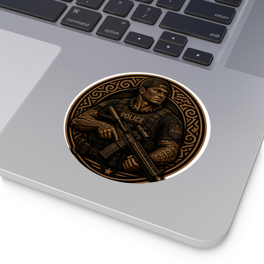 Tactical Police Officer Sticker | Round Vinyl Sticker, SWAT Soldier Design