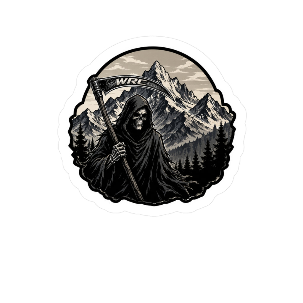 Grim Reaper Mountain Vinyl Decal — Kiss-Cut Weatherproof Sticker