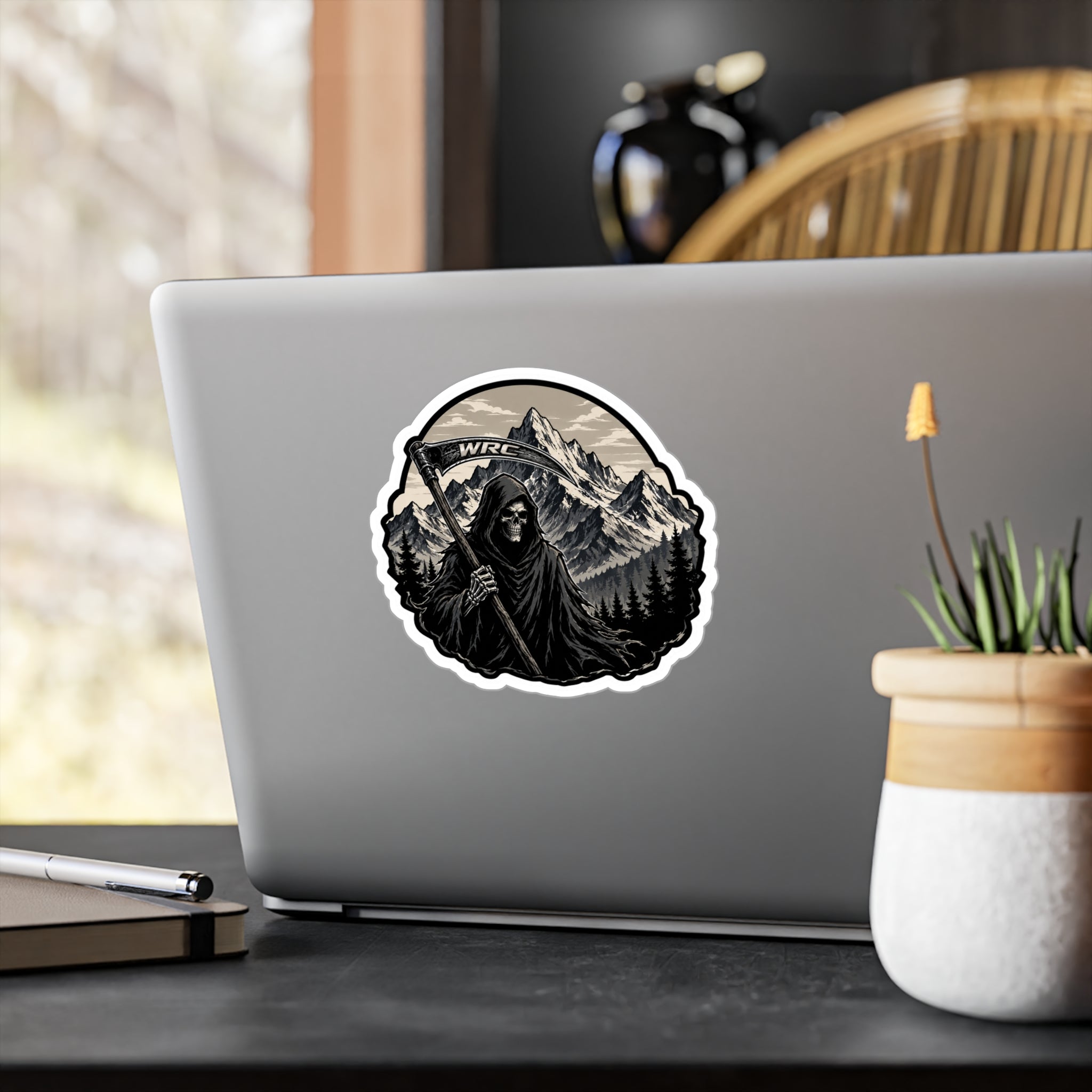 Grim Reaper Mountain Vinyl Decal — Kiss-Cut Weatherproof Sticker