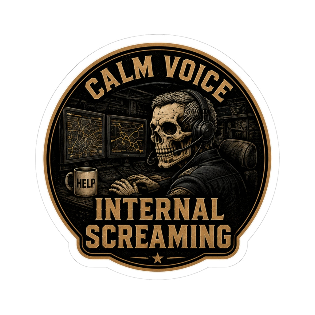 Calm Voice Internal Screaming sticker | Skull headset laptop decal
