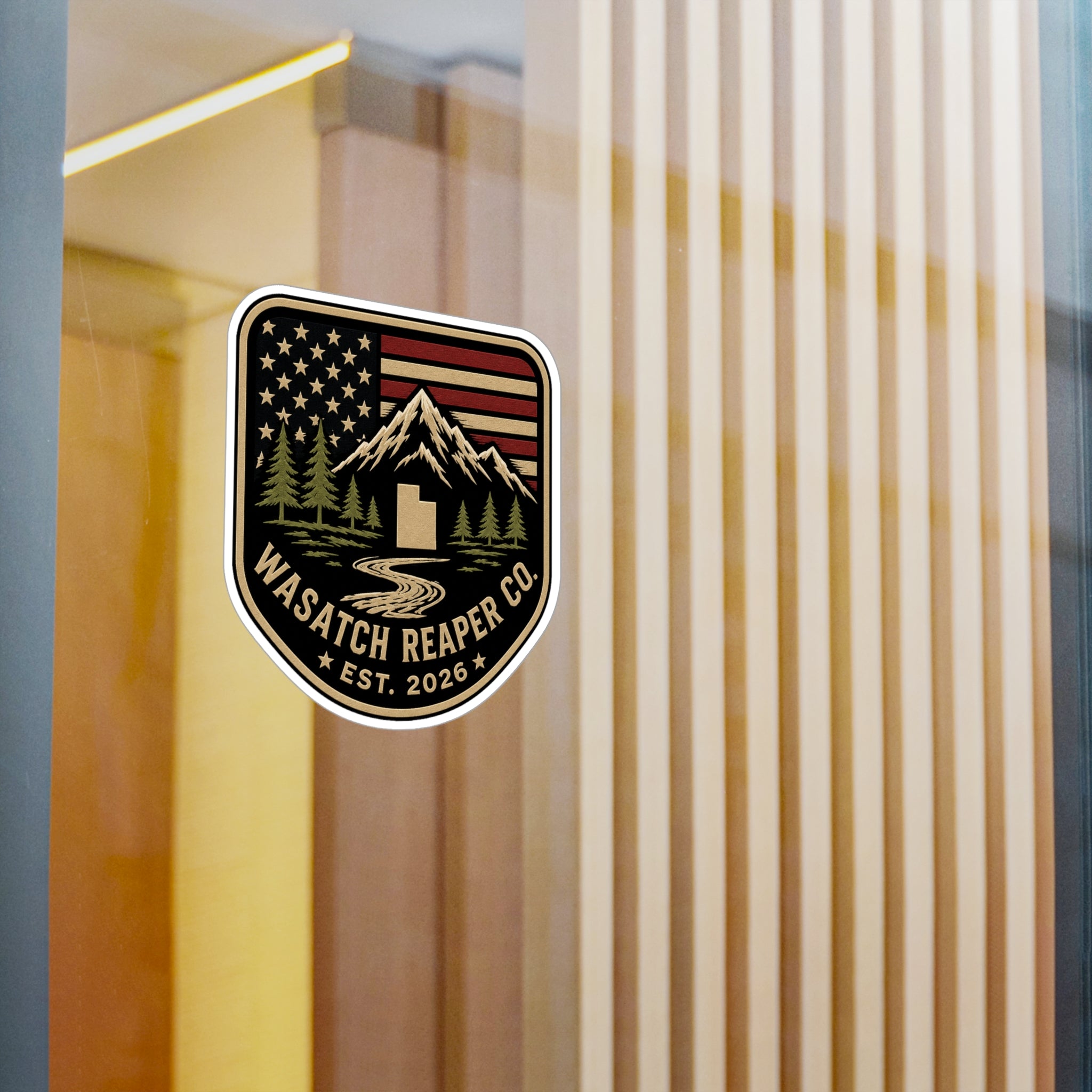 Wasatch Reaper Co. Mountain Flag Vinyl Sticker — Kiss-Cut Decal (Est. 2026)