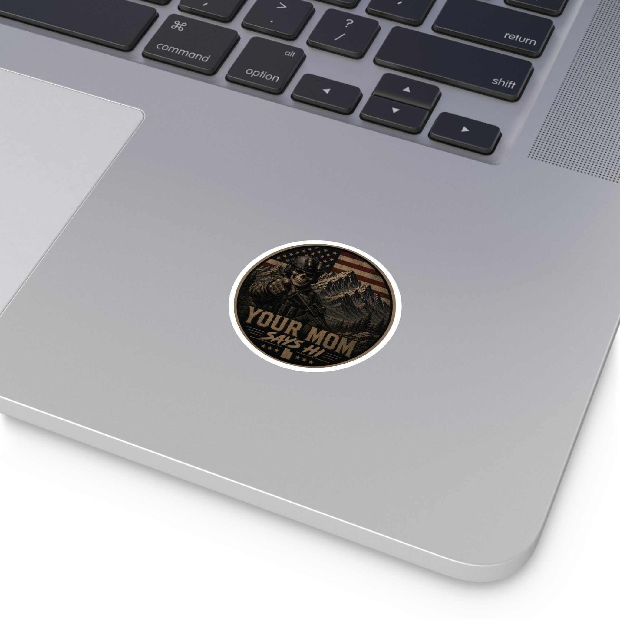 Your Mom Says Hi Police Badge Round Stickers | Indoor Outdoor