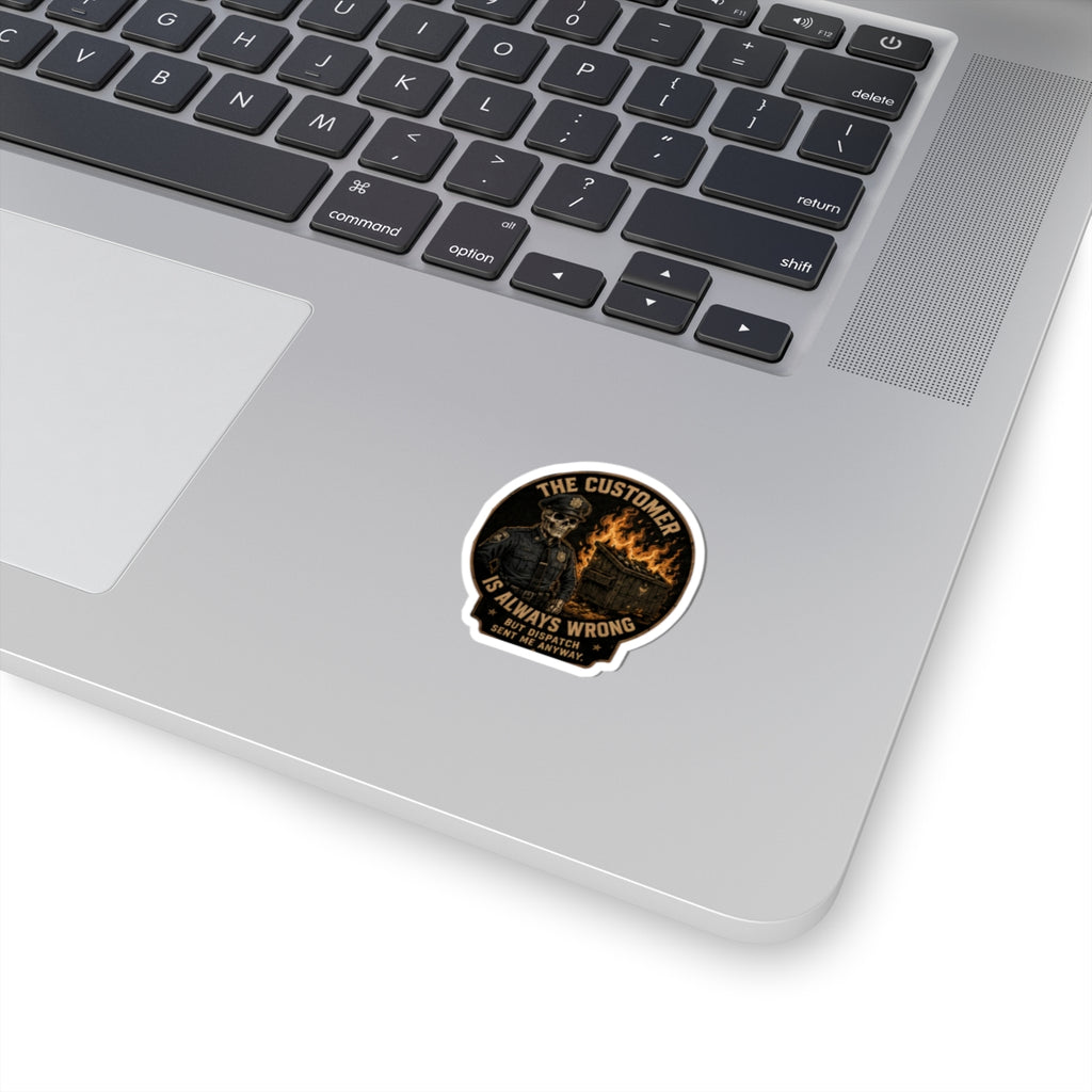 Skeleton Police Officer, Kiss-Cut Sticker | The Customer Is Always Wrong design