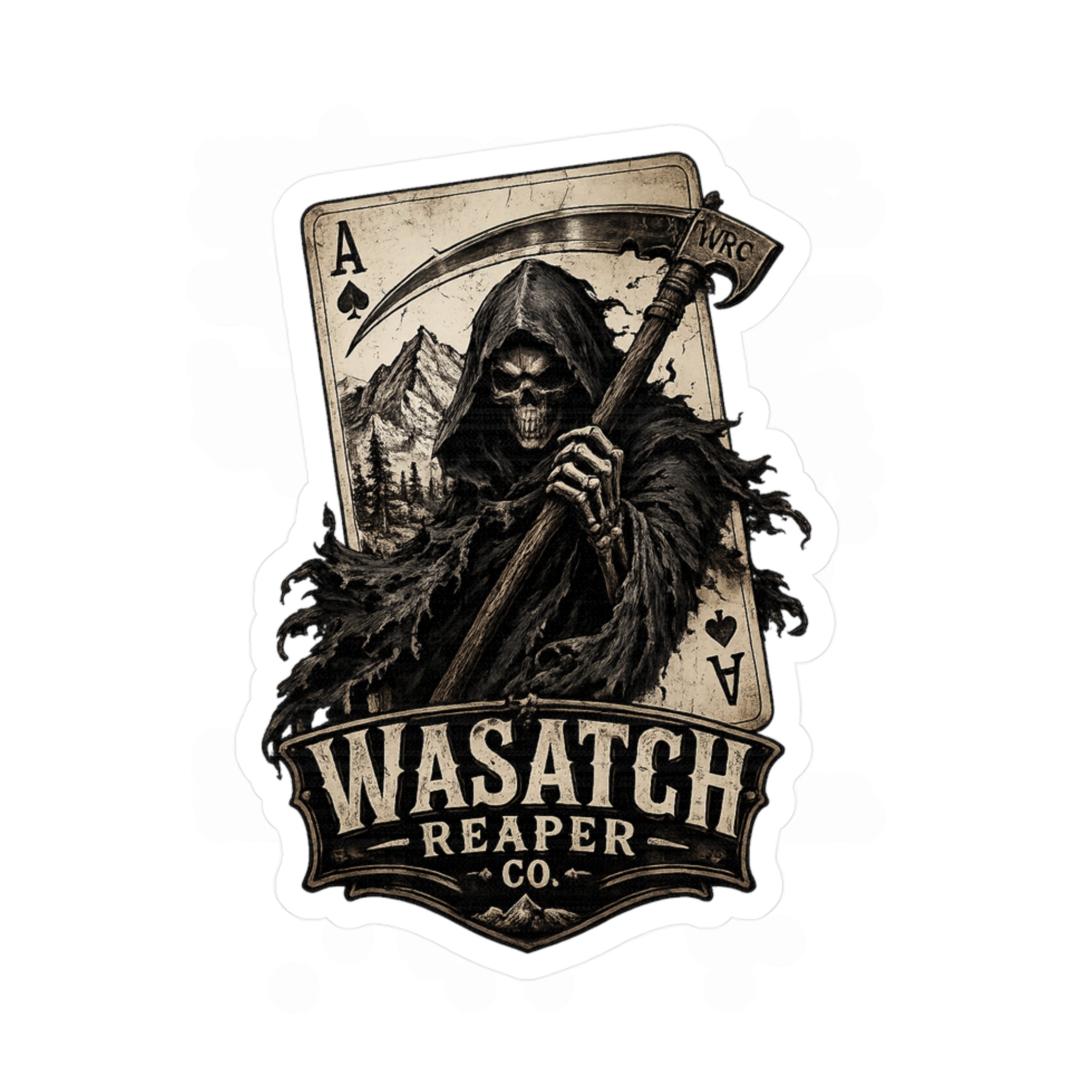 Wasatch Reaper Vinyl Sticker — Grim Reaper Kiss-Cut Decal