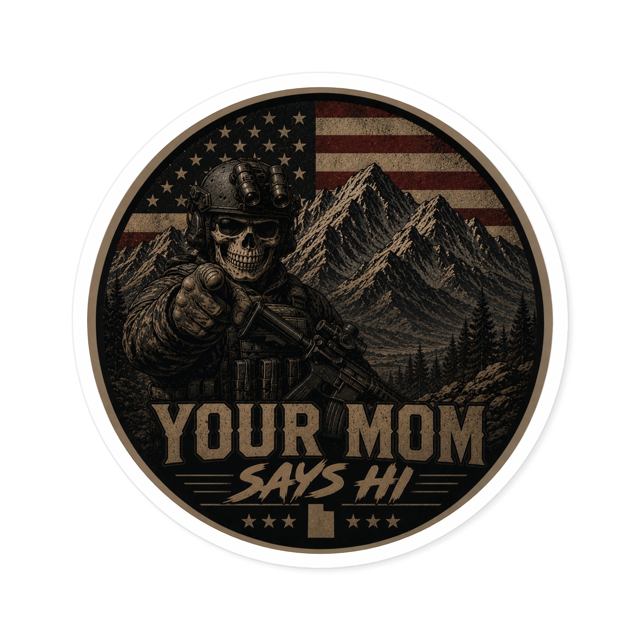 Your Mom Says Hi Police Badge Round Stickers | Indoor Outdoor