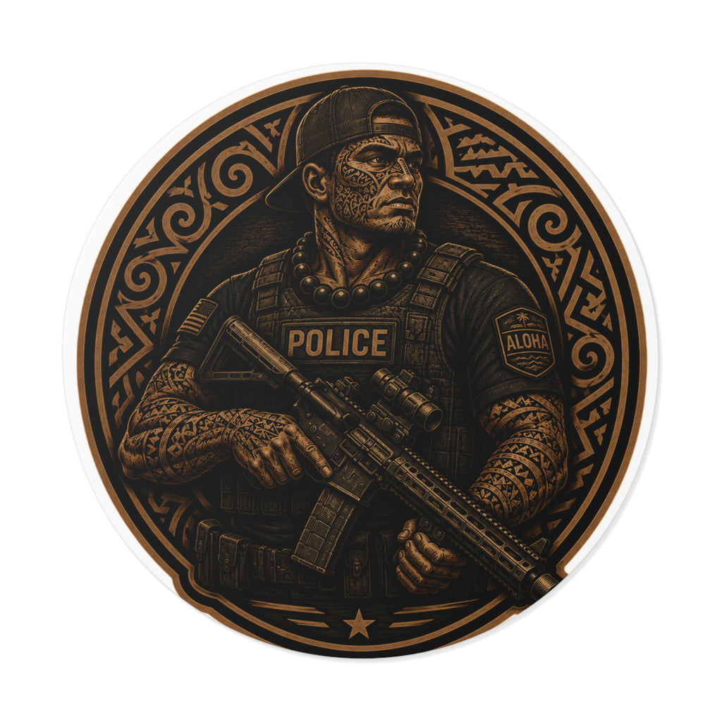 Tactical Police Officer Sticker | Round Vinyl Sticker, SWAT Soldier Design