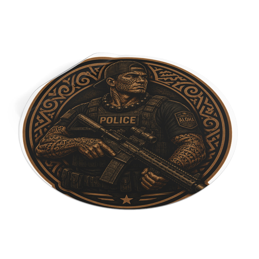 Tactical Police Officer Sticker | Round Vinyl Sticker, SWAT Soldier Design