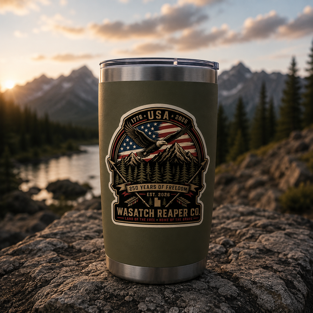 Patriotic Eagle USA Vinyl Sticker — Wasatch Reaper Co. 250 Years of Freedom