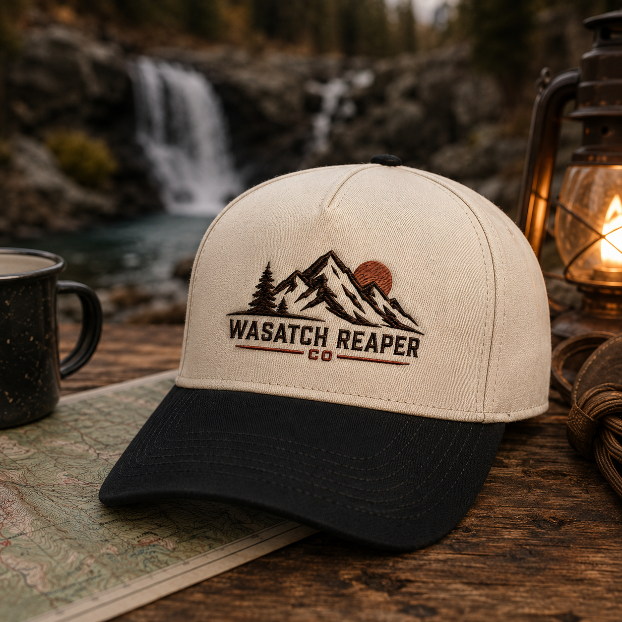 Wasatch Reaper Mountain Logo Cap | Two-Tone Trucker Hat