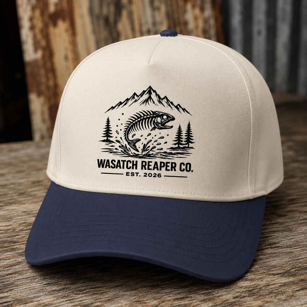 Fishing Logo Cap — Wasatch Reaper Co. Two-Tone Trucker Hat