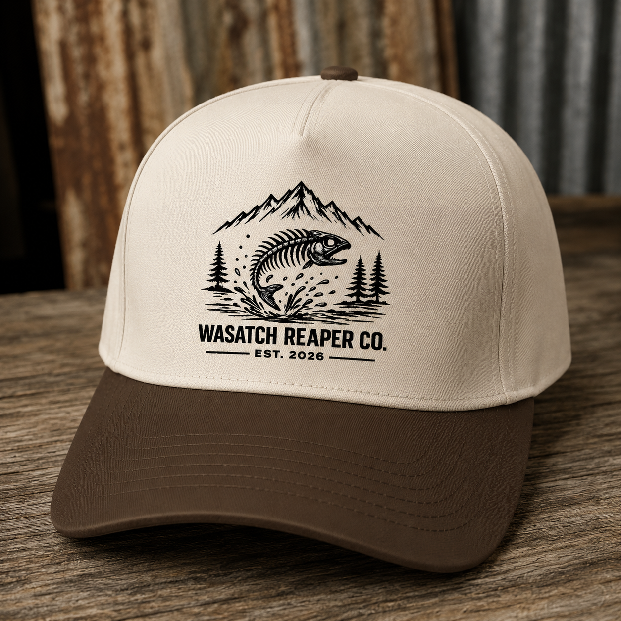 Fishing Logo Cap — Wasatch Reaper Co. Two-Tone Trucker Hat