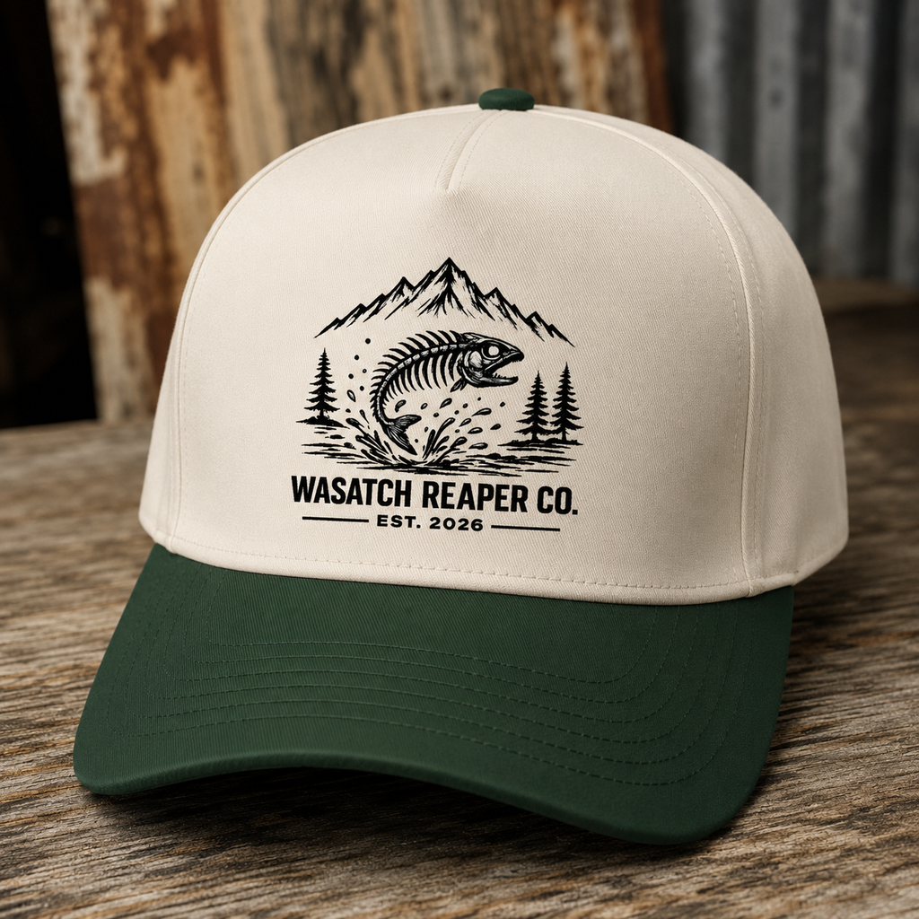 Fishing Logo Cap — Wasatch Reaper Co. Two-Tone Trucker Hat