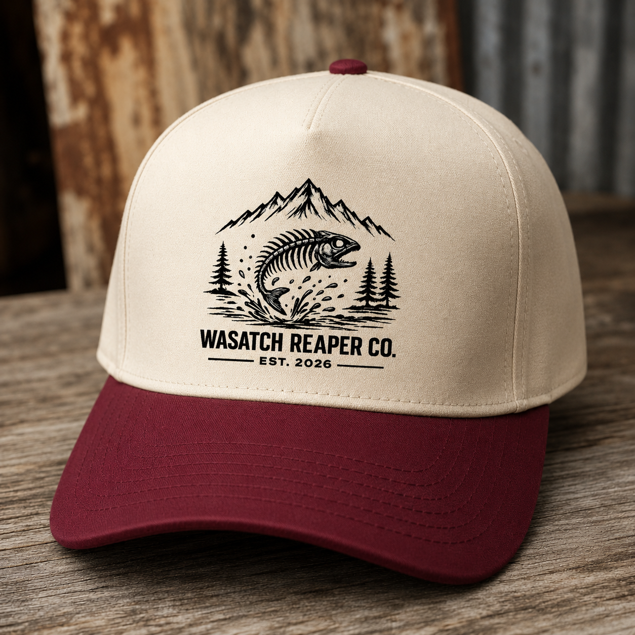 Fishing Logo Cap — Wasatch Reaper Co. Two-Tone Trucker Hat
