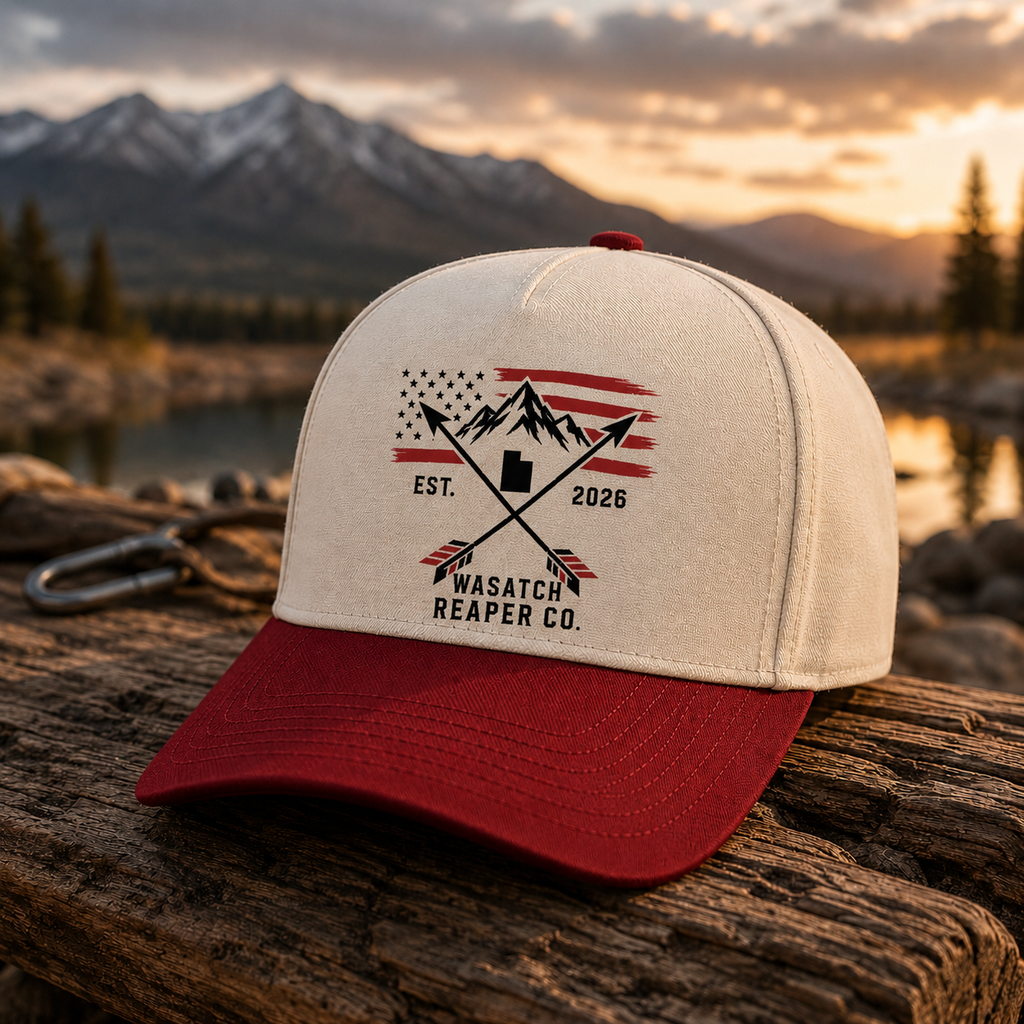 Wasatch Reaper Co. Two-Tone Cap — Mountain American Flag Patch (Est. 2026)