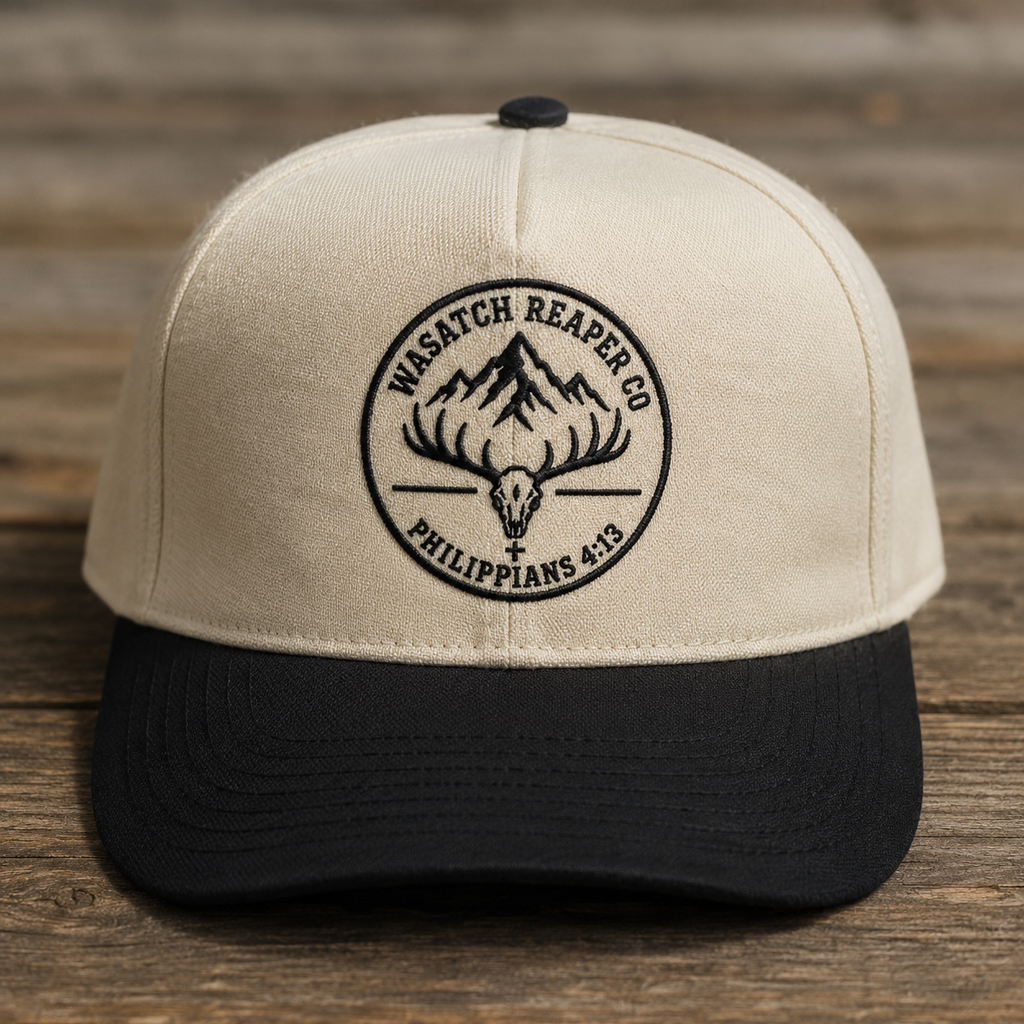 Wasatch Reaper Co. Two-Tone Baseball Cap — Philippians 4:13 Mountain Logo