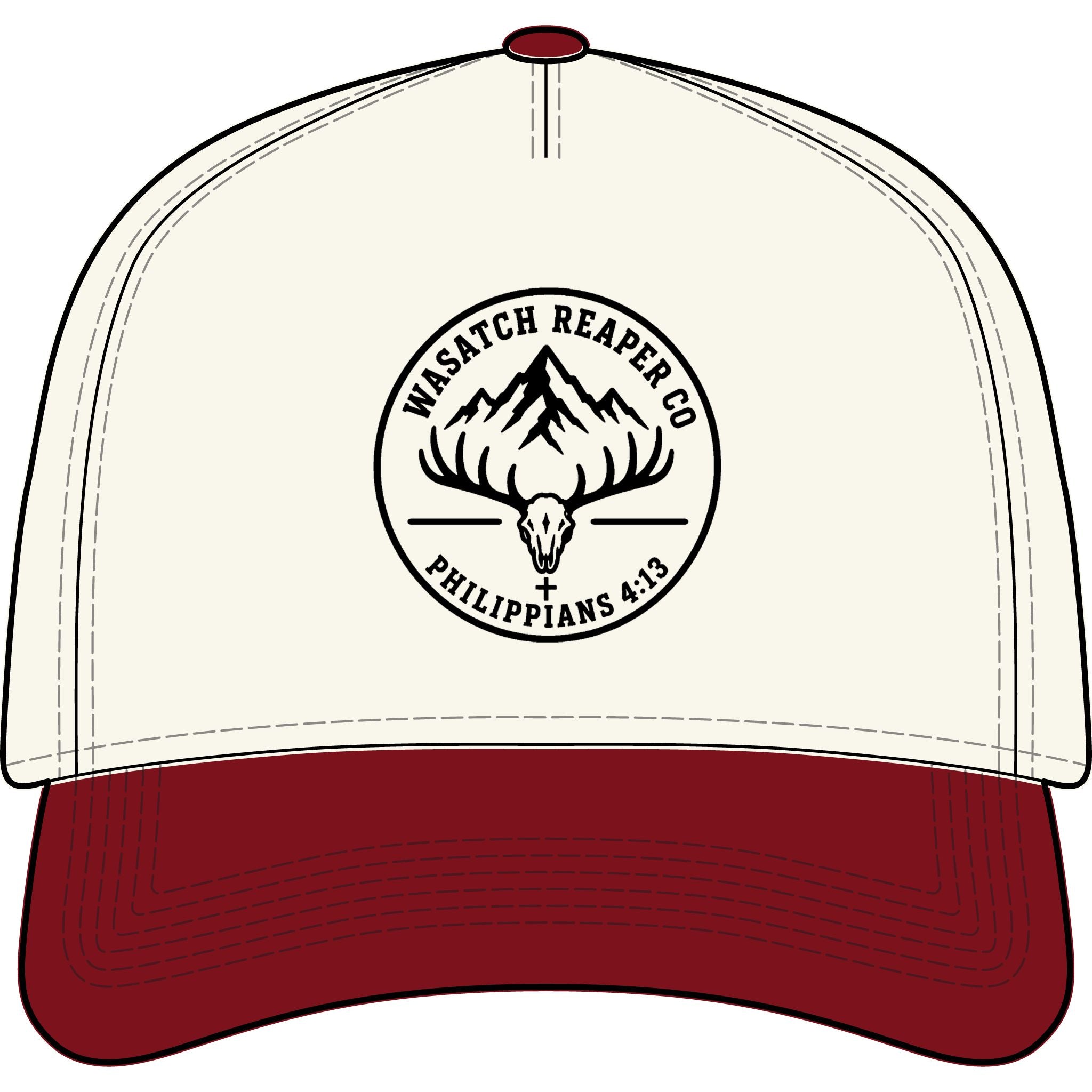 Wasatch Reaper Co. Two-Tone Baseball Cap — Philippians 4:13 Mountain Logo