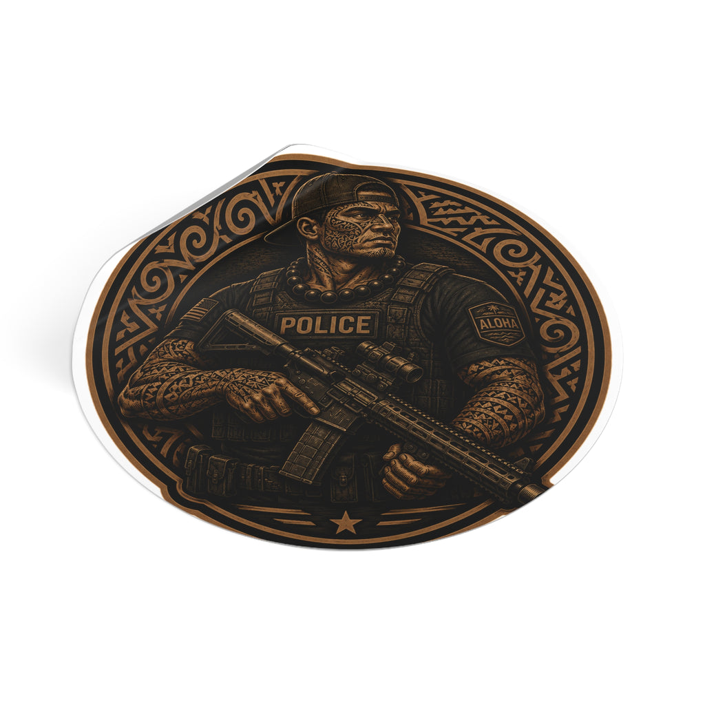Tactical Police Officer Sticker | Round Vinyl Sticker, SWAT Soldier Design