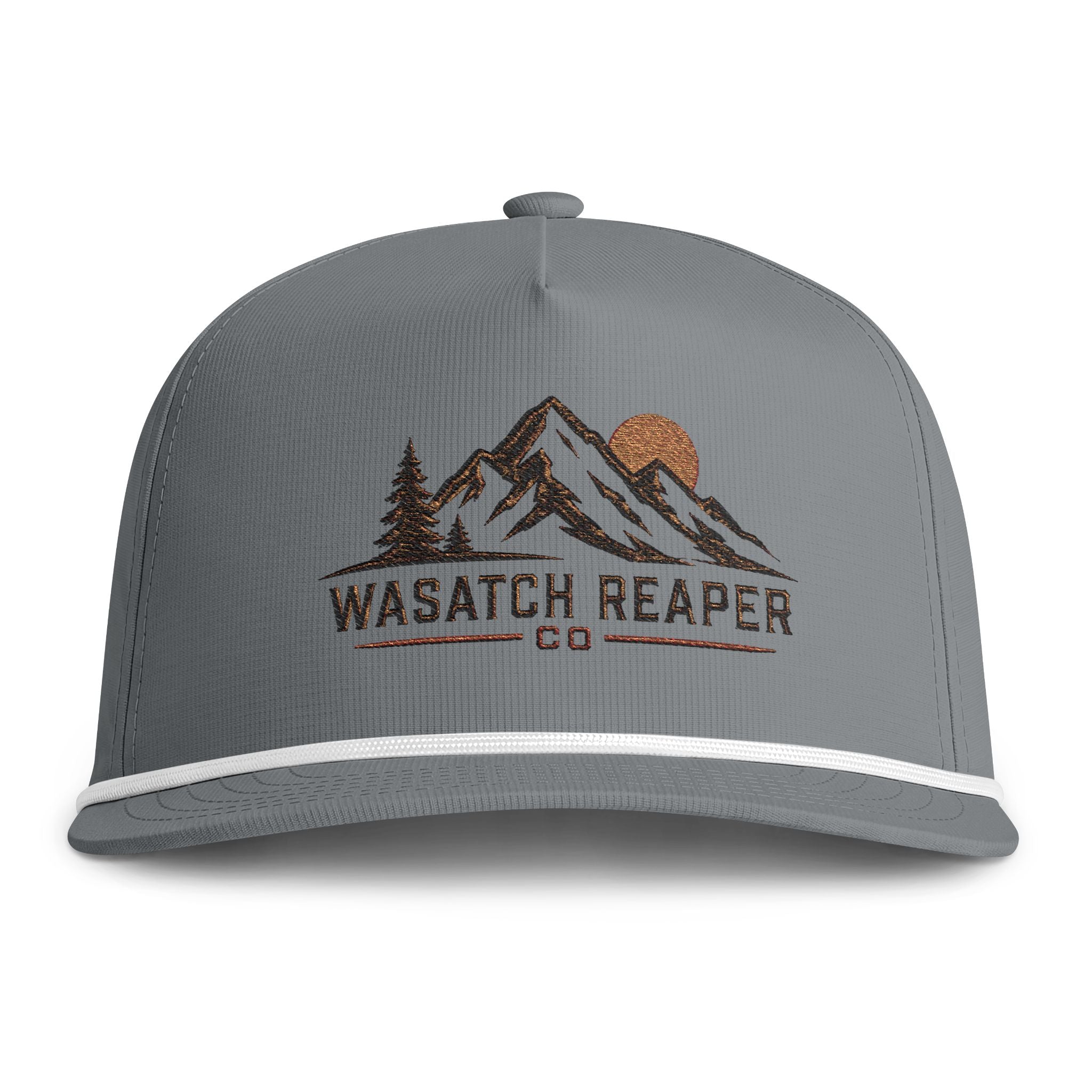 Sunwashed Rope Cap Wasatch Reaper Mountain Logo Hat | Vintage Outdoor Trucker Cap