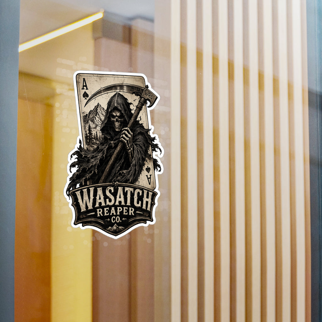Wasatch Reaper Vinyl Sticker — Grim Reaper Kiss-Cut Decal