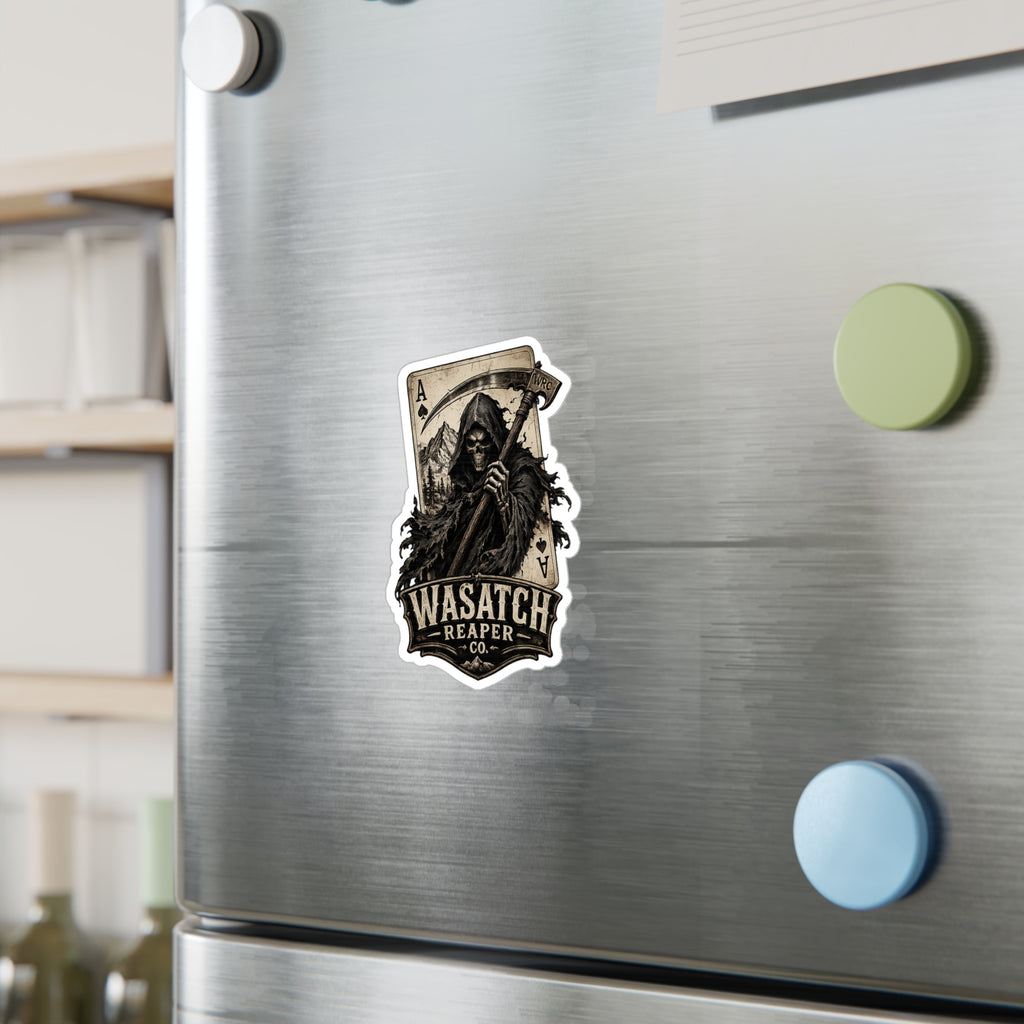 Wasatch Reaper Vinyl Sticker — Grim Reaper Kiss-Cut Decal