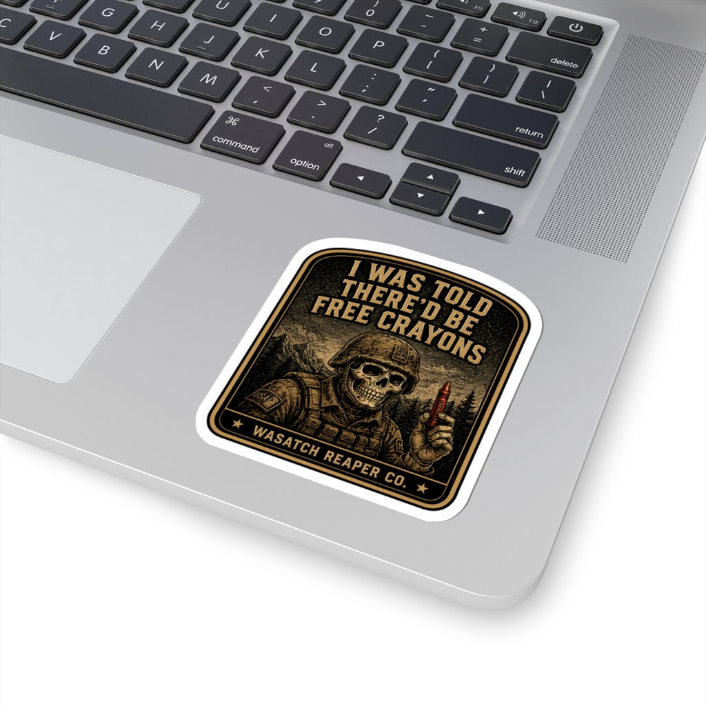 I Was Told There'd Be Free Crayons skull soldier sticker | vinyl decal
