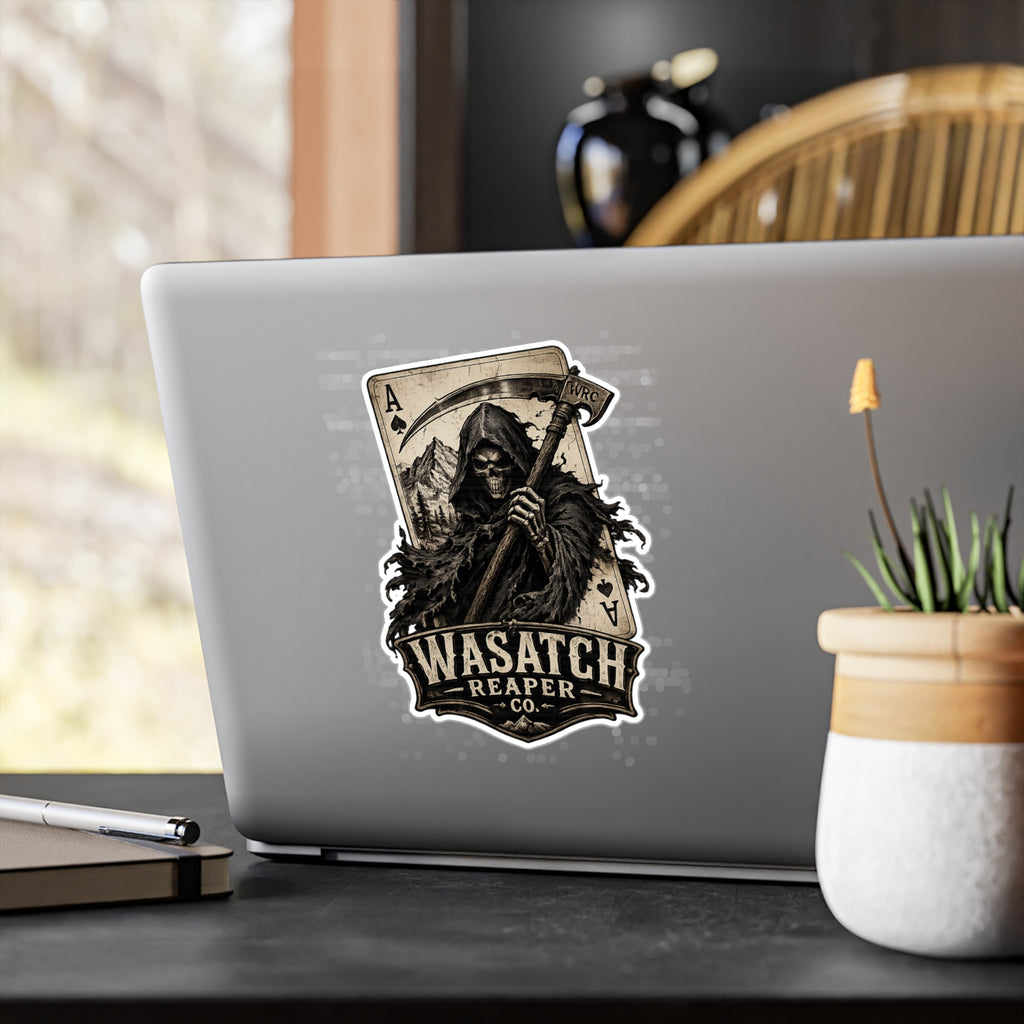 Wasatch Reaper Vinyl Sticker — Grim Reaper Kiss-Cut Decal