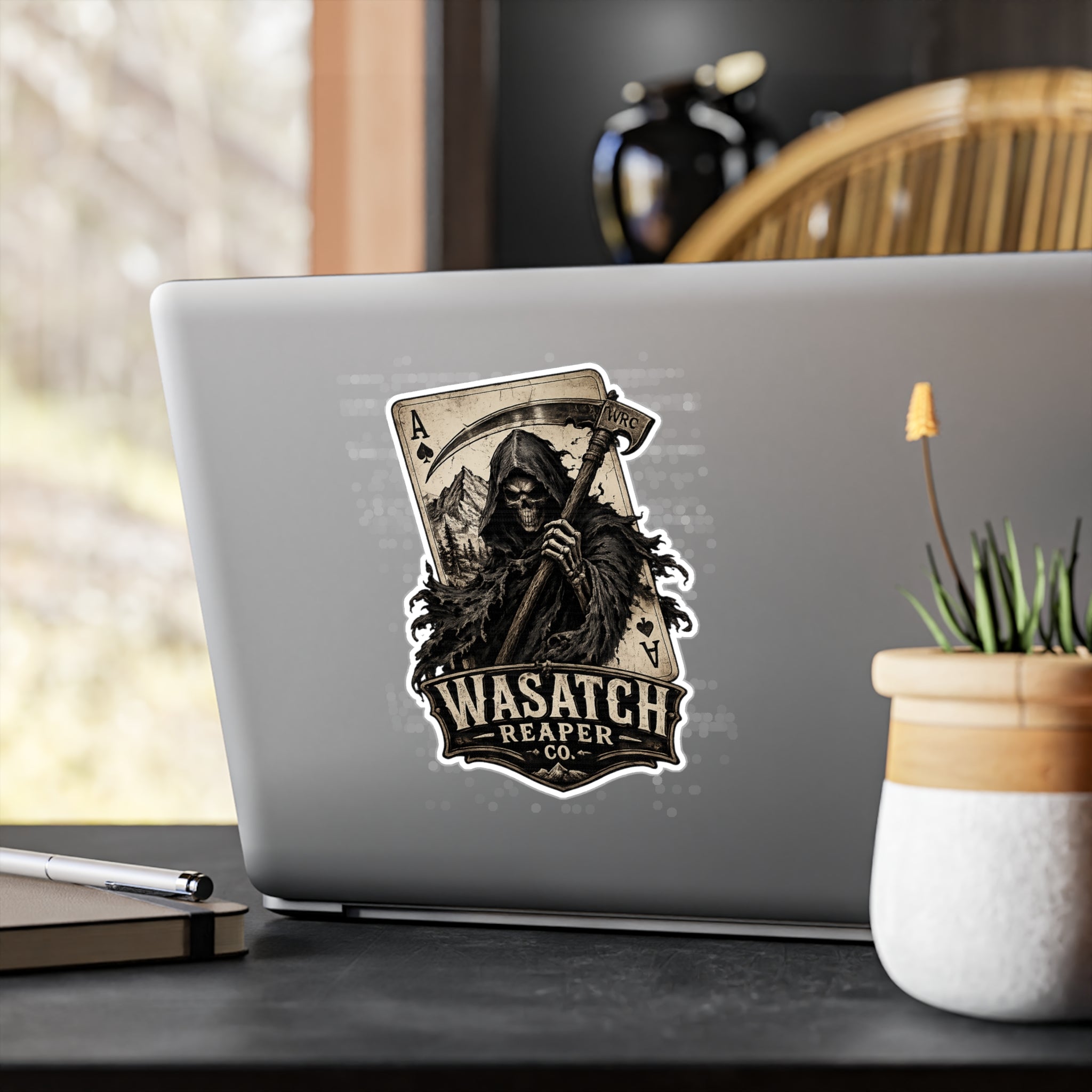 Wasatch Reaper Vinyl Sticker — Grim Reaper Kiss-Cut Decal