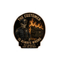 Skeleton Police Officer, Kiss-Cut Sticker | The Customer Is Always Wrong design