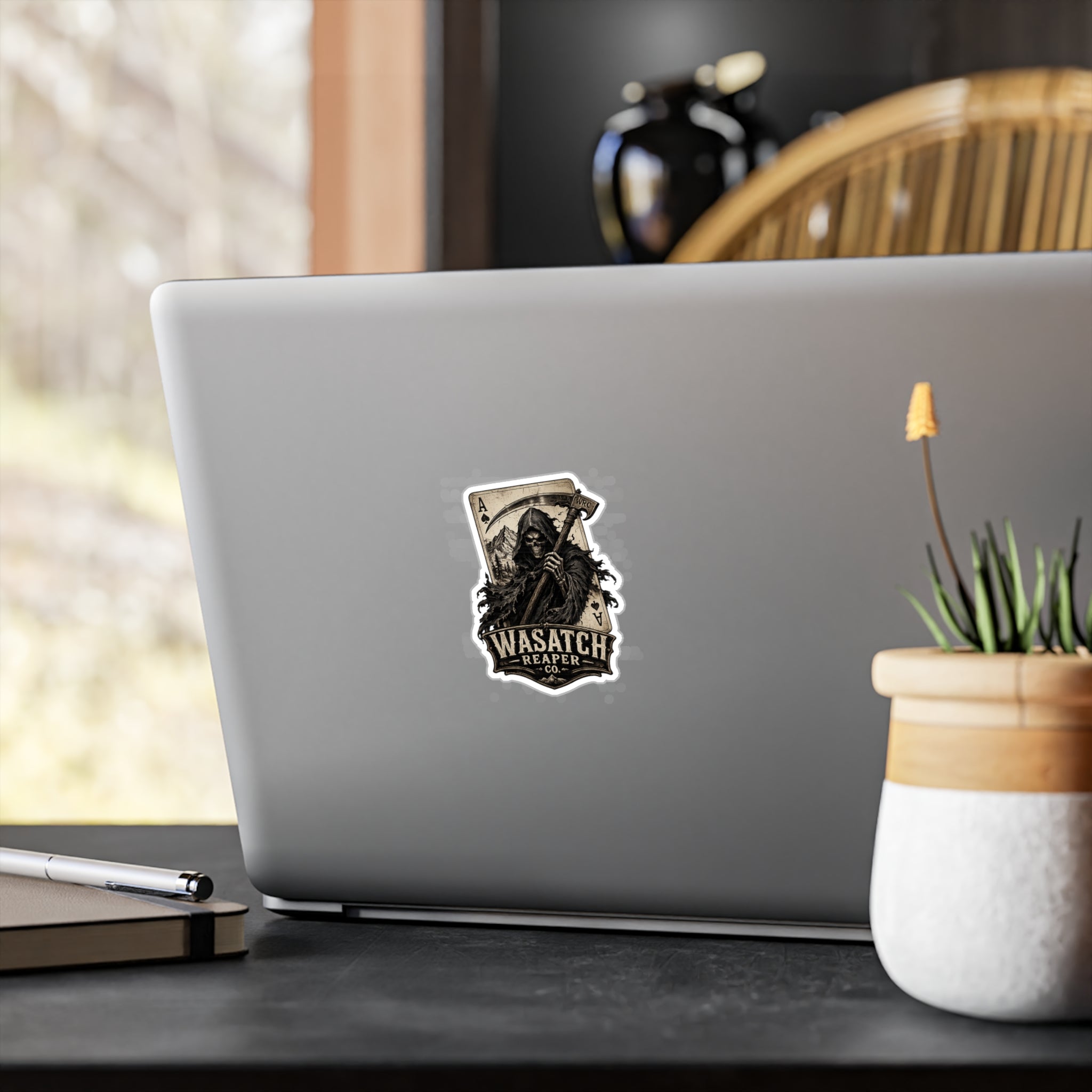 Wasatch Reaper Vinyl Sticker — Grim Reaper Kiss-Cut Decal