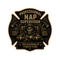 Professional Nap Supervisor sticker | firefighter skull, rescue truck decal