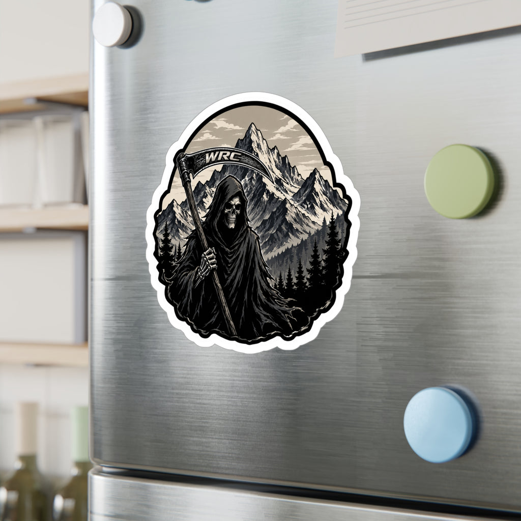 Grim Reaper Mountain Vinyl Decal — Kiss-Cut Weatherproof Sticker
