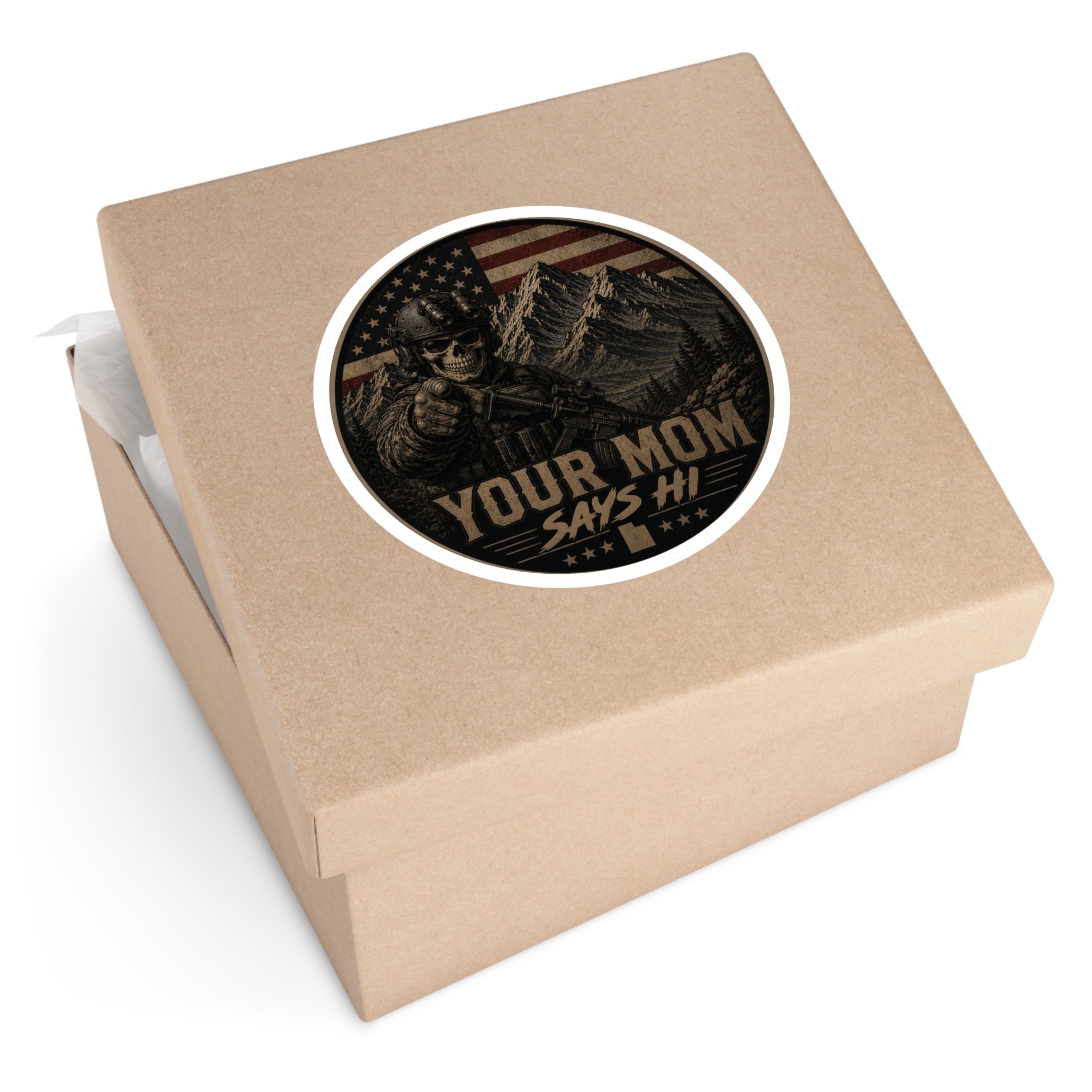 Your Mom Says Hi Police Badge Round Stickers | Indoor Outdoor