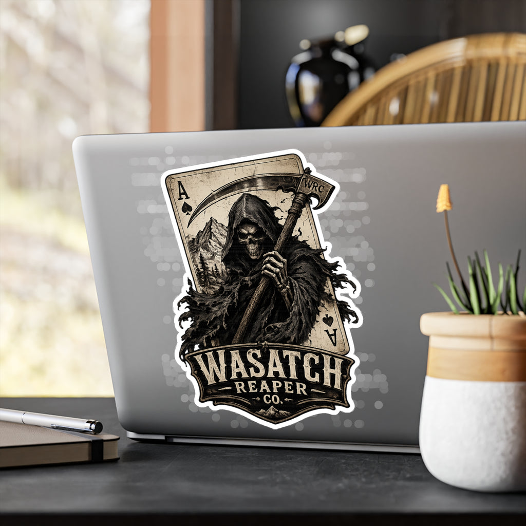 Wasatch Reaper Vinyl Sticker — Grim Reaper Kiss-Cut Decal