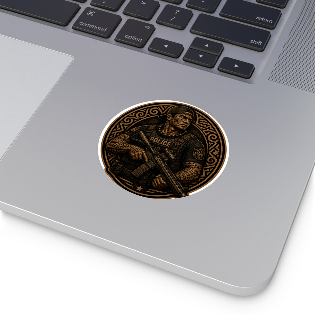 Tactical Police Officer Sticker | Round Vinyl Sticker, SWAT Soldier Design