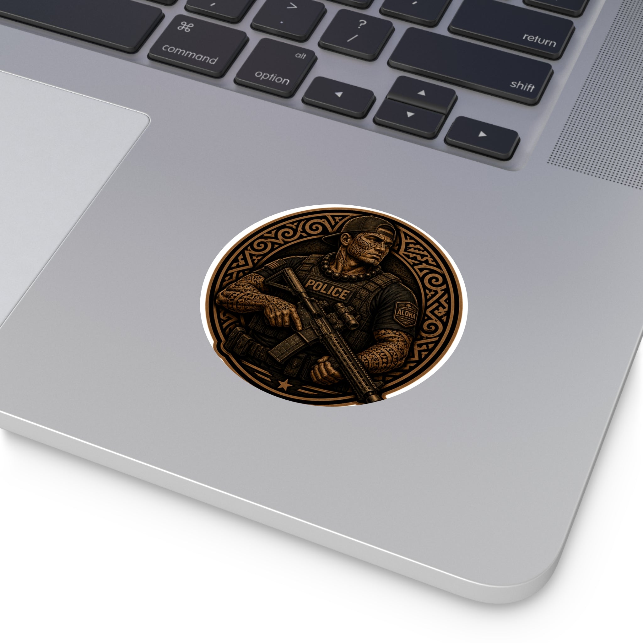 Tactical Police Officer Sticker | Round Vinyl Sticker, SWAT Soldier Design