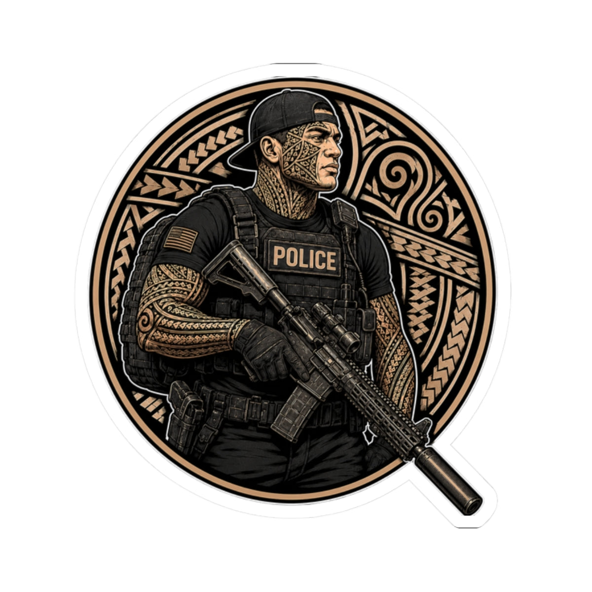Police Officer Sticker | Hawaiian Tribal
