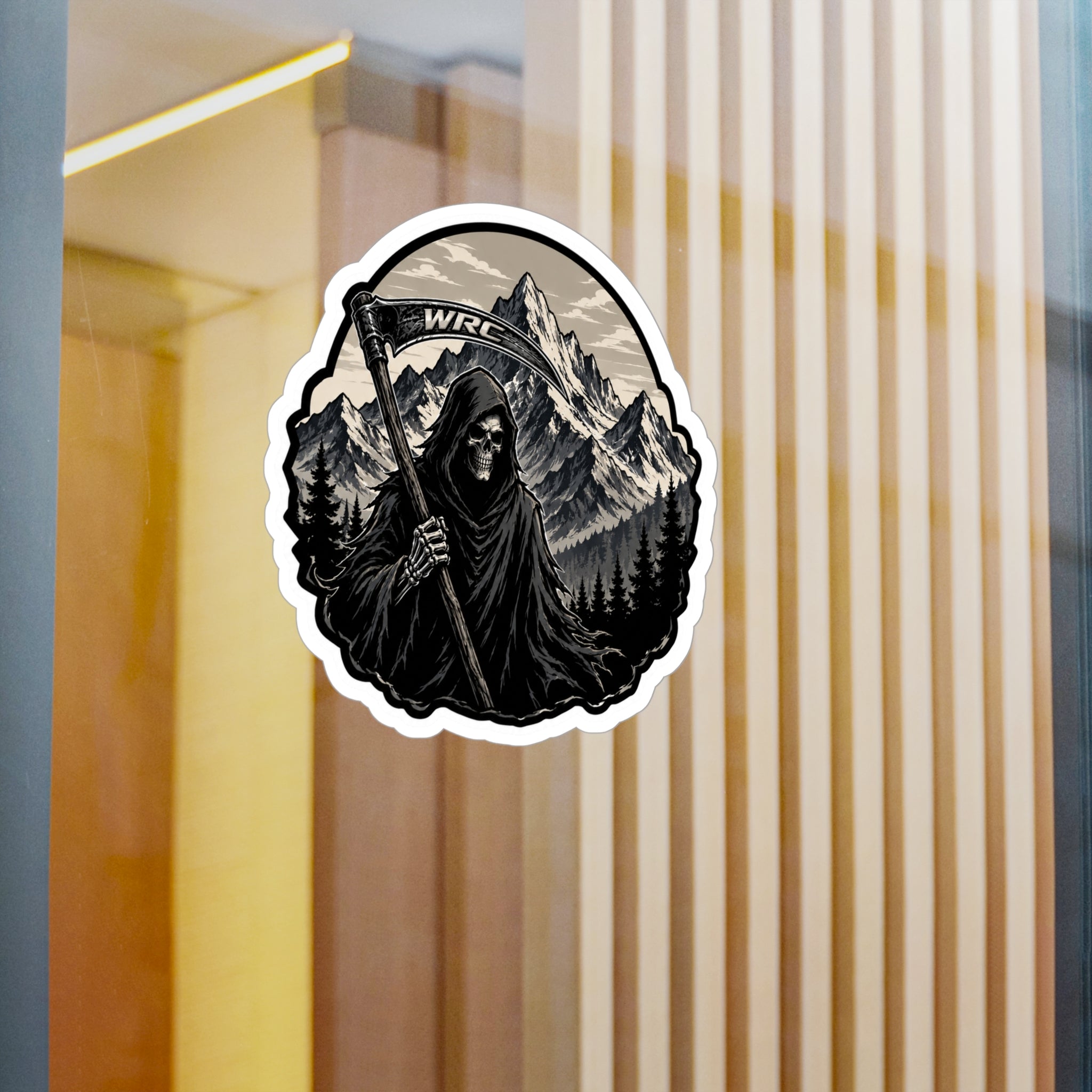 Grim Reaper Mountain Vinyl Decal — Kiss-Cut Weatherproof Sticker