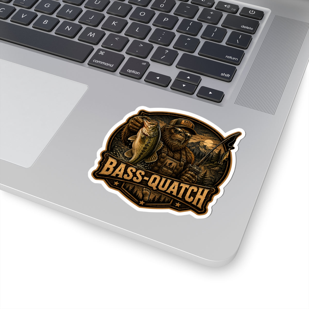 Bass-Quatch Fishing Sticker | Bigfoot Bass Angler Kiss-Cut Sticker